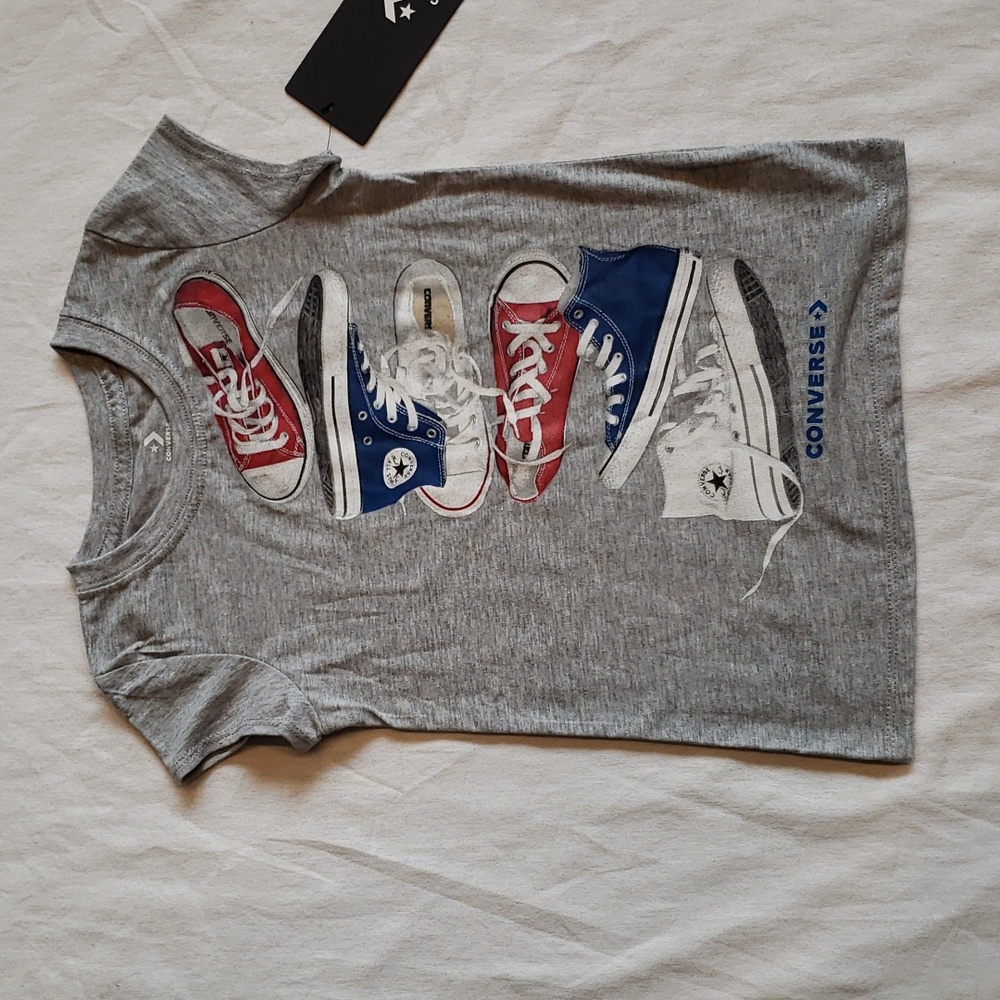 CONVERSE girls t--shirt  size 5  color gray NWT
